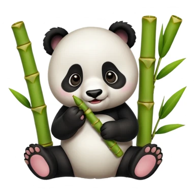 baby panda eating bamboo sticker