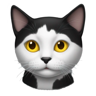  Black and white cat with yellow eyes  sticker
