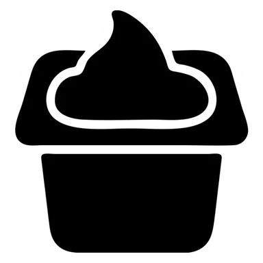 A sauce in a fast food packaging with a red background sticker