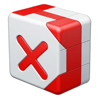 white x in red box 2D sticker