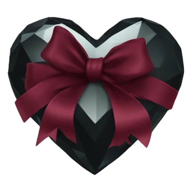 crystal black heart wrapped in a burgundy bow sticker