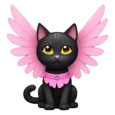 Black Cat with wings and pink collar sticker