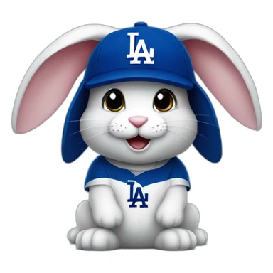 Cute bunny in a dodgers hat sticker