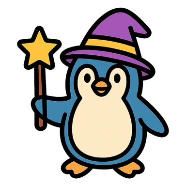 color outline icon of a wizard penguin sticker