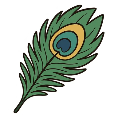 peacock feather in flat toon style sticker
