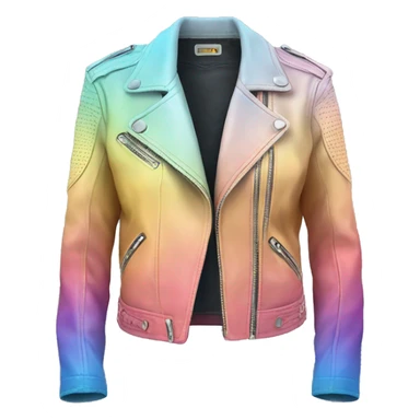 Realistic isolated pastel rainbow ombre open fashion leather jacket.. sticker