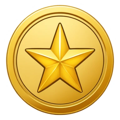 Gold star coin emoji in a circle sticker