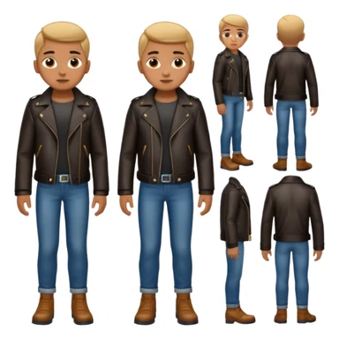 Boy in leather jocket, full body, different color leather jocket, close up sticker