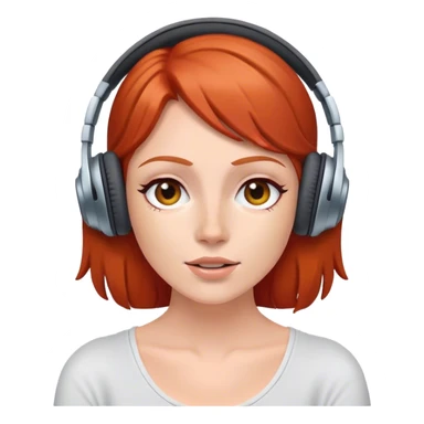 Red head listening to music on wireless headphones  sticker