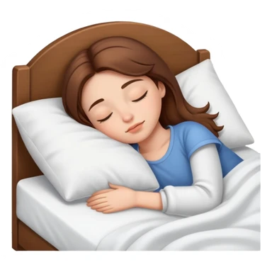 Brown haired girl sleeping in bed sticker