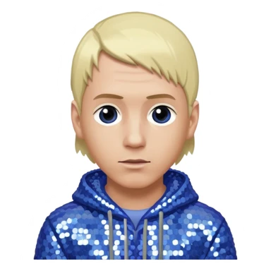 Eminem with blonde hair, periwinkle sequin outfit  sticker