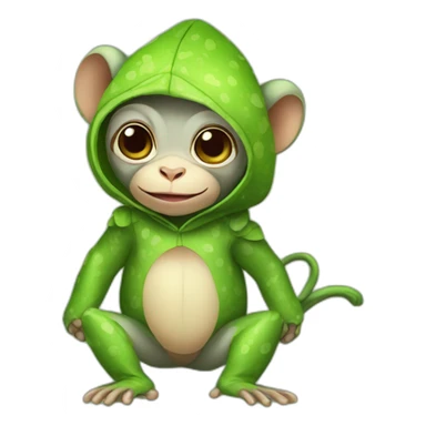Baby monkey in a frog costume  sticker