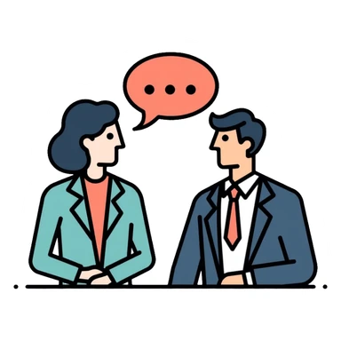 business person talking with client sticker