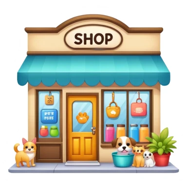 pet shop storefront with pet supplies sticker