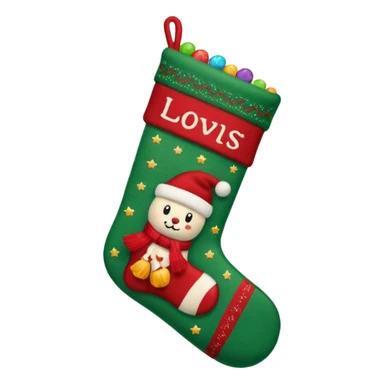 A cozy Christmas stocking full of vintage toys and candy sticker