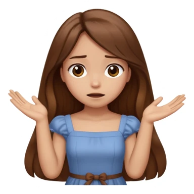 girl that doesn't care, she is like whatever, brown long hair, cute dress and her hands showing like i don't know whatever, make her look little bit bored sticker