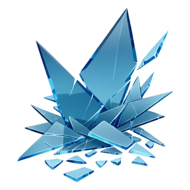 3D render of Broken Glass Shards, forensic investigation aesthetic, sterile clinical lighting, cool blue undertones, sharp high-contrast details, professional clean look. sticker