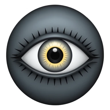 Minimal emoji, gothic futuristic eye, cold grey sclera, pupil replaced by a solid black number 8, occult cyber aesthetic, sharp clean lines, flat emoji design, centered, transparent background sticker