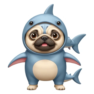 Pug wearing a shark costume  sticker