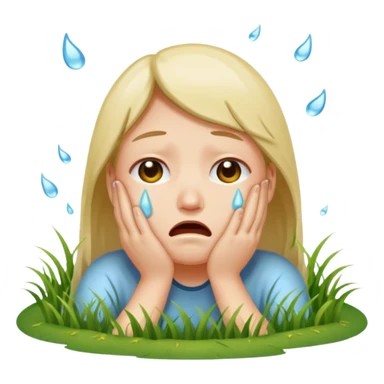 A person melting into the grass And crying  sticker