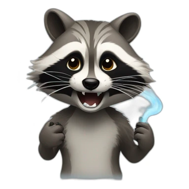 Raccoon opening mouth with smoke coming out sticker