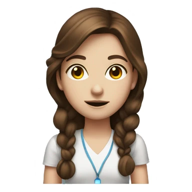 Brown haired girl with blue eyes and a vape  sticker