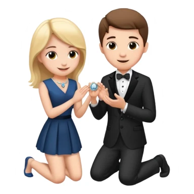 🧎‍♂️‍➡️💍💃 a boy parposing a girl and the boy on his knee and give him ring girl stand after him and shing sticker