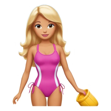 Barbie tanning at the beach sticker