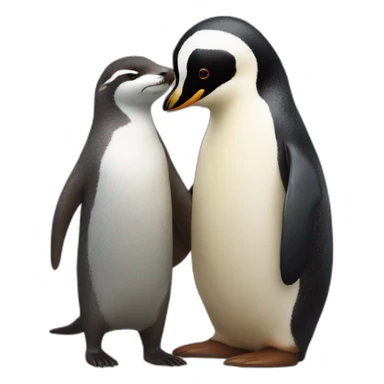 Otter and penguin love sticker