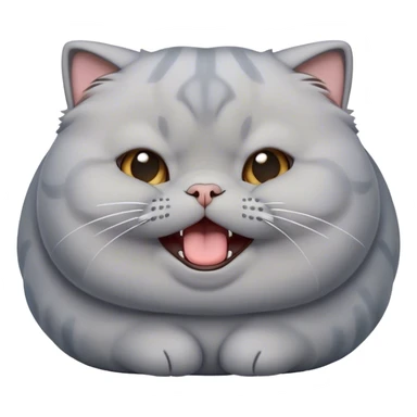 Cinematic Cute Chubby Grey Scottish Fold Cat Portrait Emoji, Adorable folded ears framing its round face, head tilted playfully and yawning, round and plump body with sleek soft grey fur and subtle blue undertones, Simplified yet adorable features, highly detailed, glowing with a warm, friendly glow, high shine, curious yet calm, stylized with a touch of whimsy, bright and endearing, soft glowing outline, capturing the essence of a mischievous yet loving and lazy kitty with those signature folded ears, so cute it feels like it could stretch out of the screen and cuddle! sticker