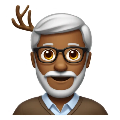 60 years Brown skin man with beard who wears glasses, his nose is red and in his head wears a diadem of Rudolf the reindeer  sticker