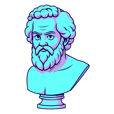 elegant marble statue of Socrates with curly beard and noble profile, ancient Greek philosopher, soft pastel colors in lavender and mint tones sticker