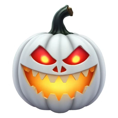 Evil white halloween pumpkin, glowing red sticker