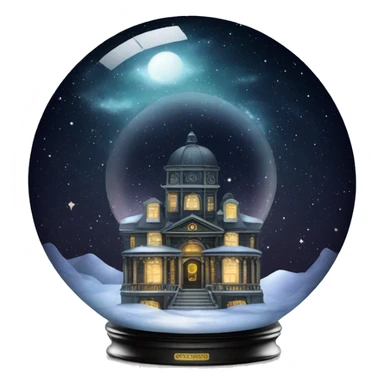 vintage black rococo night sky snow globe sticker