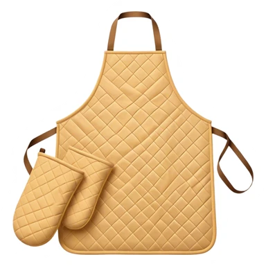 Cinematic Realistic Apron & Oven Mitts, a neatly folded soft pastel apron with subtle fabric textures, resting next to thickly padded oven mitts with a quilted pattern, warm golden kitchen lighting reflecting off the fabrics, evoking a sense of homely warmth and culinary creativity. sticker