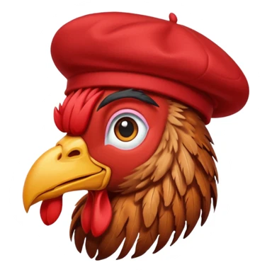 rooster with beret sticker