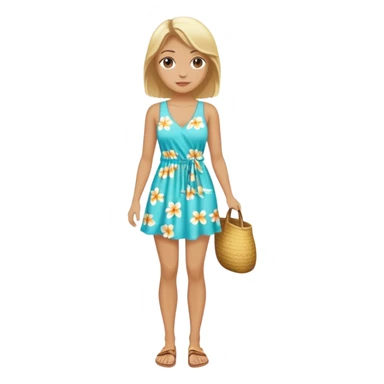 blond woman with beach outfit dress full body sticker