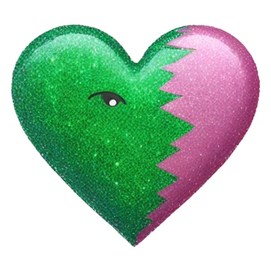 pink and green glittery heart without face sticker