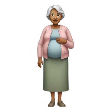 standing pregnant old woman sticker