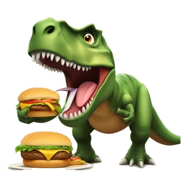 Dinosaur eating a burger sticker