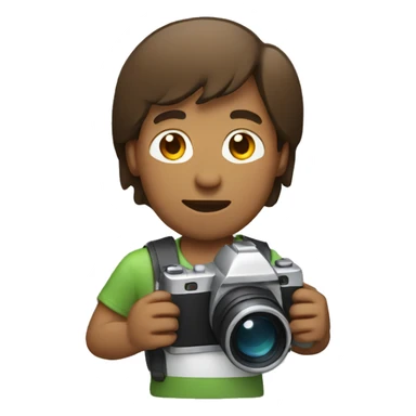 brown guy with mullet holding a photo camera sticker