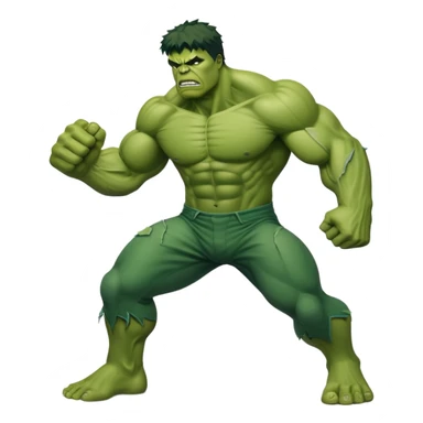 Hulk fighting, strong green muscular superhero in action pose sticker