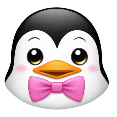 cute penguin head with pink bow tie on head sticker