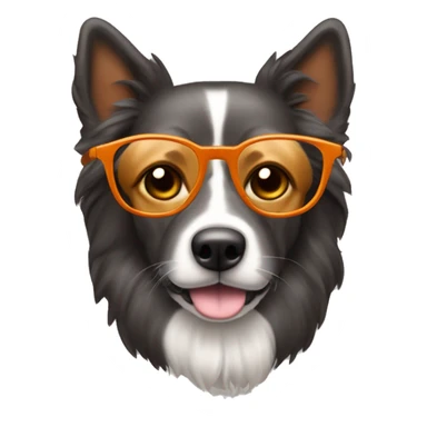 Perro filsofico, con lentes, de color anaranjado sticker