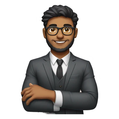 young buff fit indian canadian 20 yr old with glasses, beard and airpods cool hair nicely dressed waving hand sticker