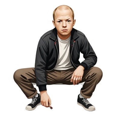 Jackson pollock the abstract artist flicking black white and red paint onto a canvas on the ground sticker