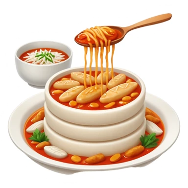 Tteokbokki, Korean food, rice cake, fish cake sticker