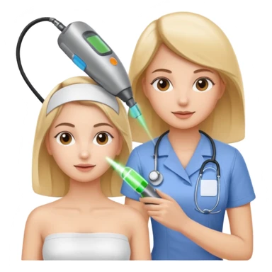 A nurse help a girl do laser hair removal treatment sticker
