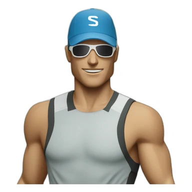 white salomon trail runner man wearing a cap and a pair of sunglasses sticker