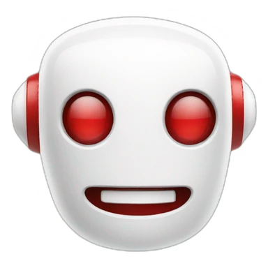 A white and red robot smiling sticker